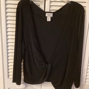 Chicos Travelers Black Draped CrissCrossed Top. Chicos Size 3